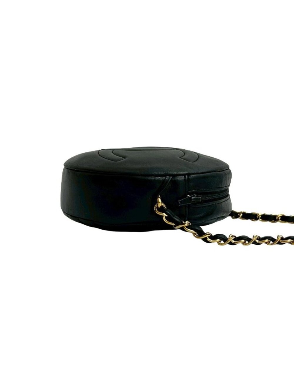 Chanel Quilted CC Logo Lambskin Leather Chain Shoulder Bag Pochette Black - Picture 6 of 9